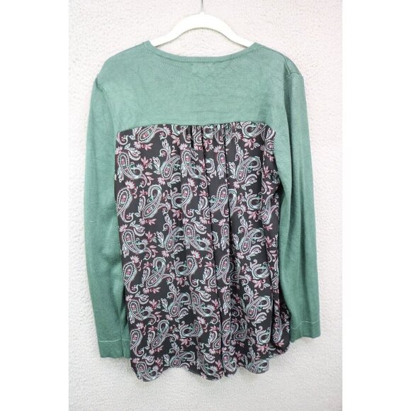 52Seven Long Sleeve Green Pullover Sweater-Size Large-Paisley Back - Picture 8 of 10